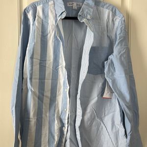 Old Navy Blue and White Large Button Down Top